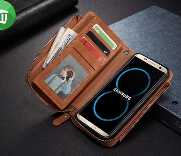 Genuine Leather Multi-functional Pocket Cover For Samsung Galaxy S8 Plus