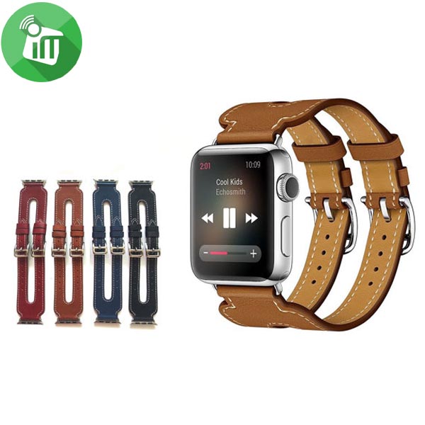 Hermes Leather Double Buckle Band For iWatch (44/45/46/49mm)