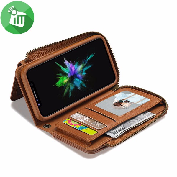 Genuine Leather Multi-functional Pocket Cover For iPhone X