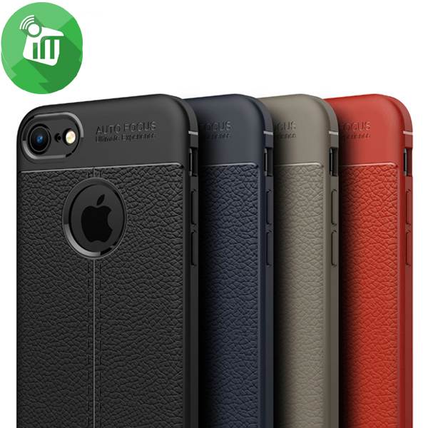 Auto Focus Soft TPU Leather Back Cover For iPhone 7 / 8