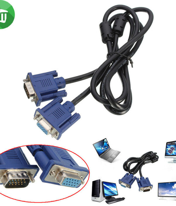 15 Pin VGA Monitor Male To Female Cable 1.5M