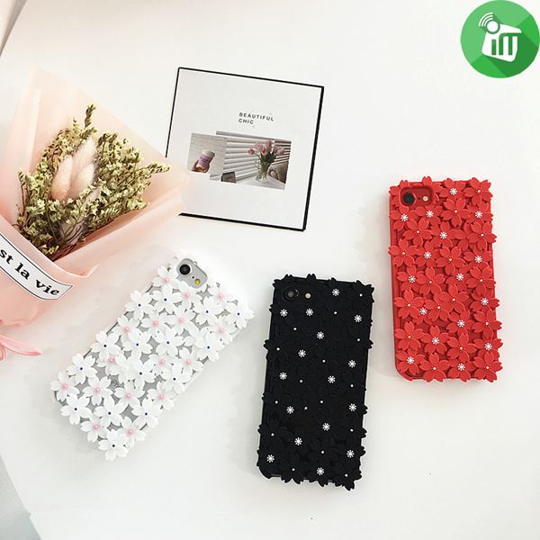 ST Fashion Diamond Flower Design rubber Case For iPhone 7/ 8