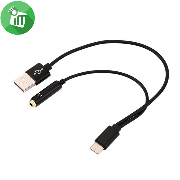  Type-C To USB & Type C Aux Cord Female 3.5mm Adapter