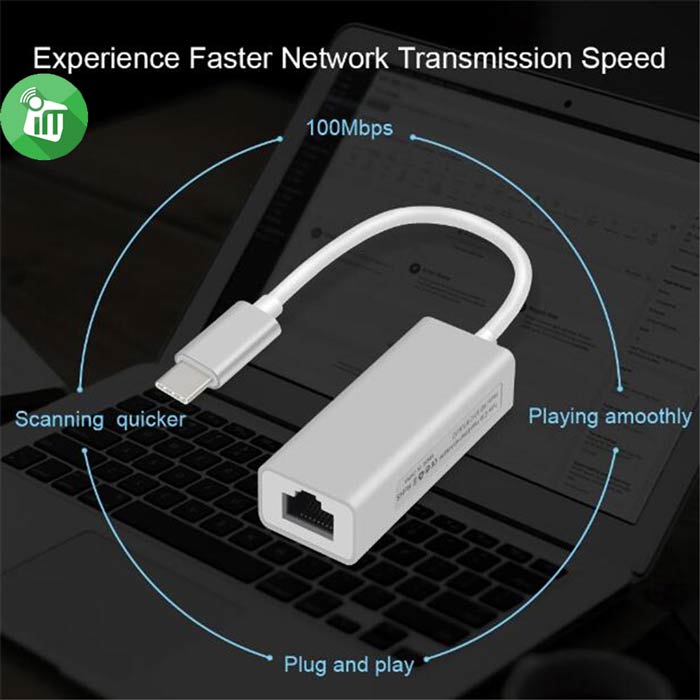 Aluminum Gigabit Ethernet Adapter Type-C To RJ45