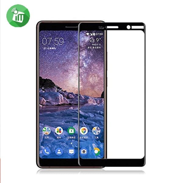 Vmax Screen Protector 2.5D silk-print Full cover Tempered Glass For Nokia 7 Plus