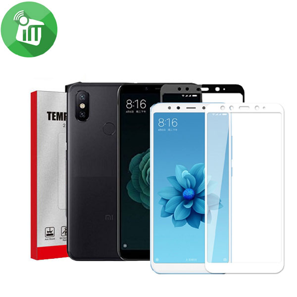 Vmax Screen Protector 2.5D silk-print Full cover Tempered Glass For Xiaomi Mi A2