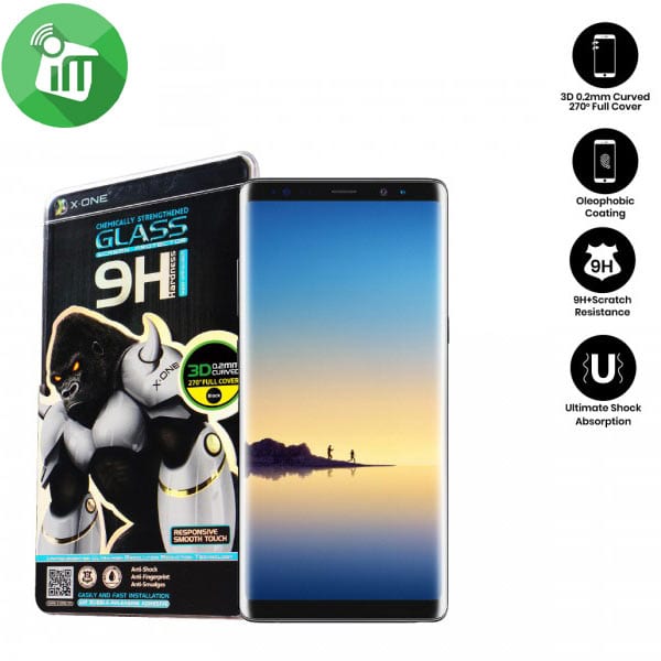 X.One 3D Curved Gorilla Series Full Glue Tempered Glass For Samsung Galaxy Note 8