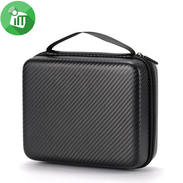 Big Hard Case Carbon fiber Carrying Zipper Bag Square (22cm x 18cm)
