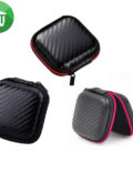 Mini Hard Case Carbon fiber Pocket Carrying Zipper Bag Square