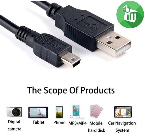USB 2.0 A to 8-Pin usb Mini B Cable (1M)
