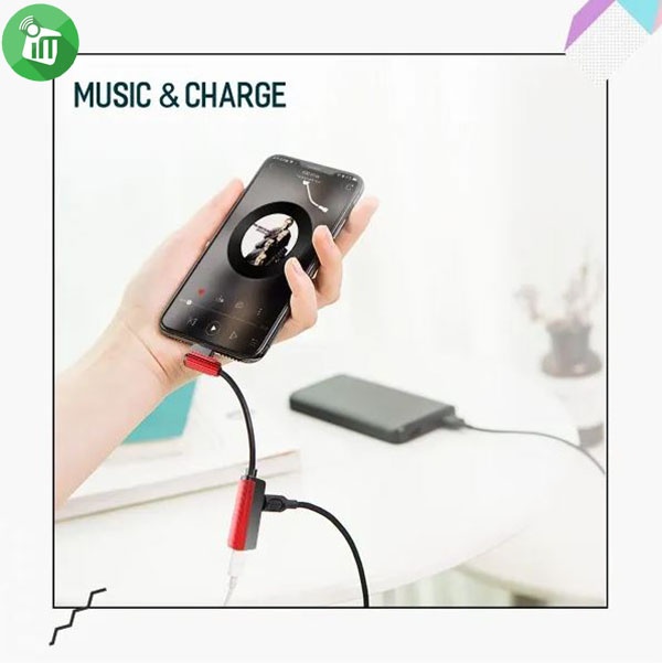 Rock Space L-shape Lightning Metal Charge & Audio 2 in 1 Cable (version B)