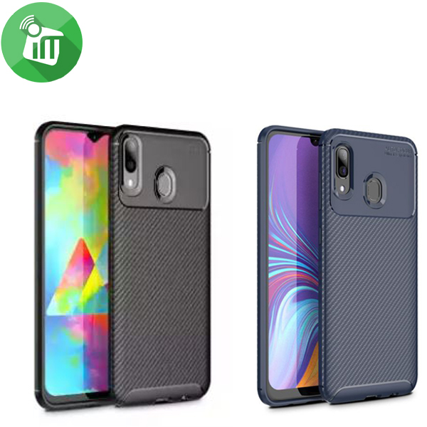 IPAKY Auto Focus Carbon Fiber Series Case Cover For Samsung Galaxy A20/A30