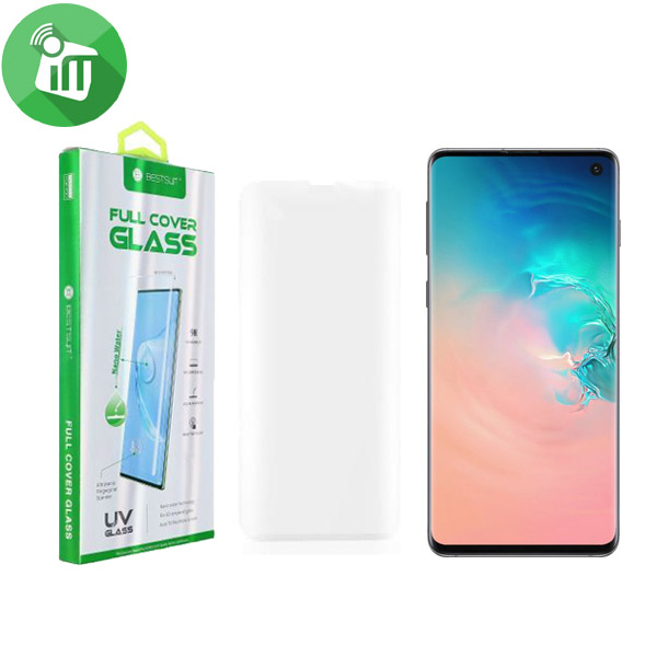 BESTSUIT UV Nano Full Glue Adhesive Tempered Full Cover Glass Screen Protector for Samsung Galaxy S10