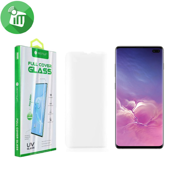 BESTSUIT UV Nano Full Glue Adhesive Tempered Full Cover Glass Screen Protector for Samsung Galaxy S10 Plus