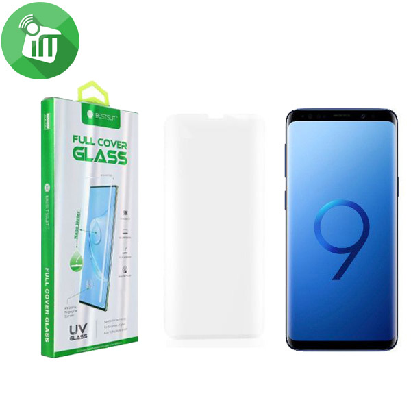 BESTSUIT UV Nano Full Glue Adhesive Tempered Full Cover Glass Screen Protector for Samsung Galaxy S9 Plus