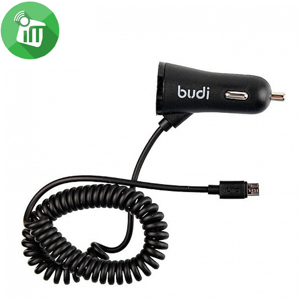Budi M8J068M USB Car charger with coiled Micro cable 1.8M