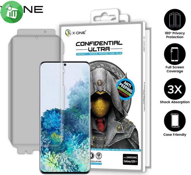 X.One Confidential Ultra Full Coverage 180° Privacy + Shock Protection Film Screen Protector For Samsung Galaxy S20 Ultra