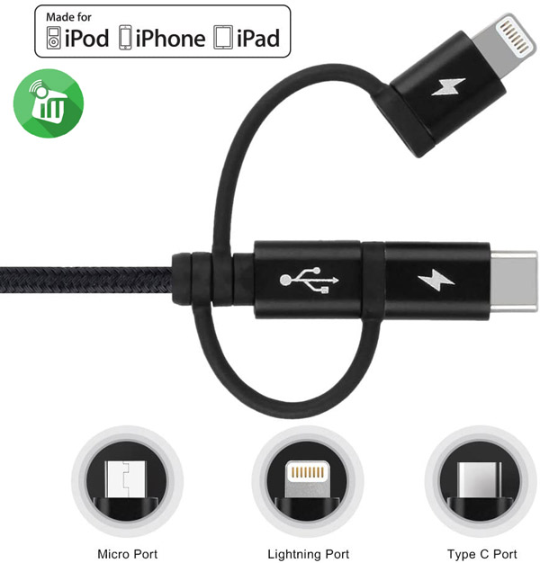 MOMAX One Link 3-in-1 (USB-A to Micro/Lightning/Type C) (1M)
