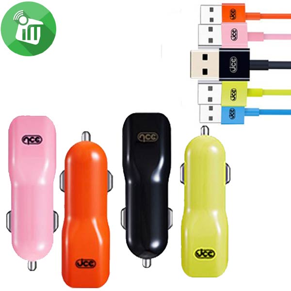 jce Dual USB Car Charger With Cable Micro