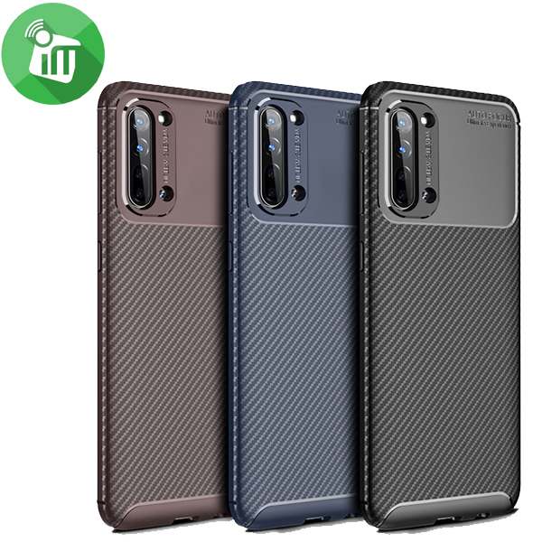 IPAKY Auto Focus Carbon Fiber Series Case Cover For Oppo Reno3 5G / Reno3 Youth