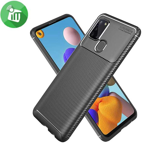 IPAKY Auto Focus Carbon Fiber Series Case Cover For Samsung Galaxy A21s