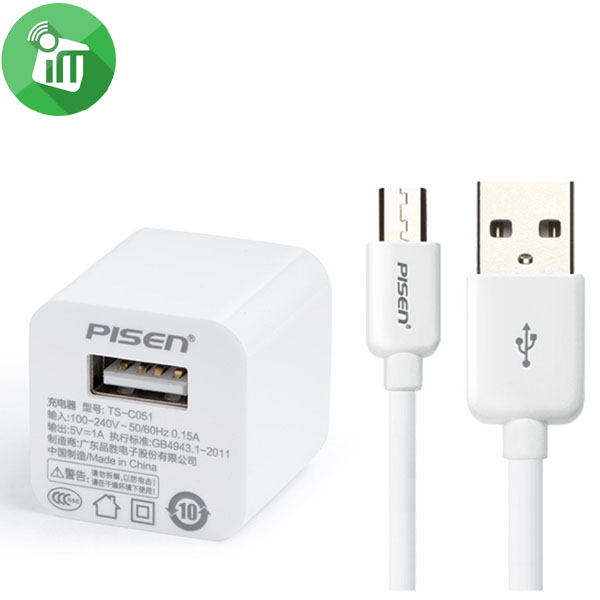 Pisen TS-C051 Charger 1A With Micro Cable (800mm)
