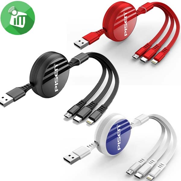 Pisen LS-AP04-1200 3 IN 1 Foldable Charging Data Cable (1200mm)