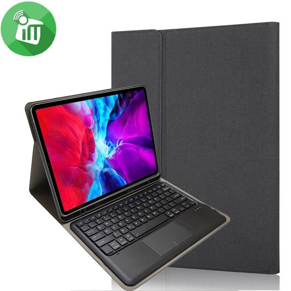 HK131C Bluetooth Smart Keyboard Leather Case With Touchpad For iPad Pro 12.9 (2018/2020)