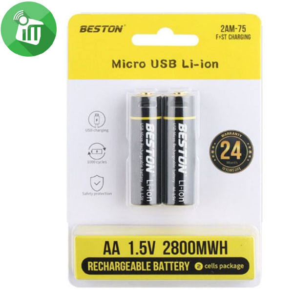 Beston 2PCS AA Micro USB Rechargeable Battery 2800mAh - Image 2