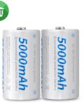 Beston 2PCS Size D Rechargeable Battery 5000mAh
