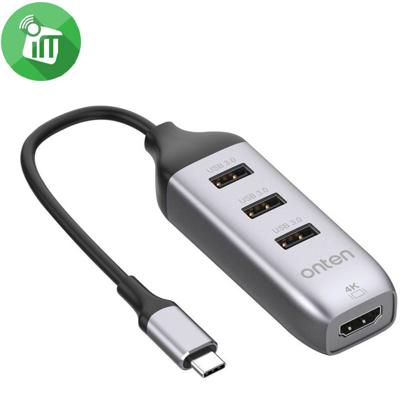 Onten 95118H USB-C to HDMI Adpater With 3 USB 3.0 Hub