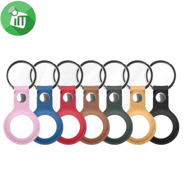 Mutural AirTag Secure Leather Holder With Keychain