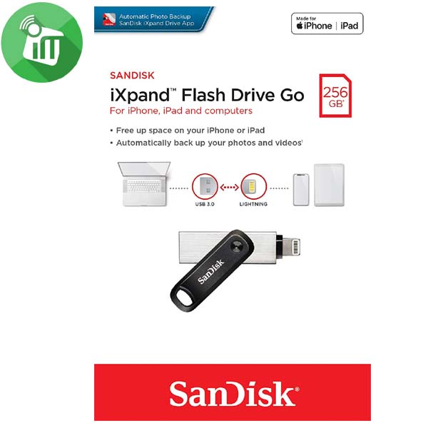 SanDisk iXpand Flash Drive Go 256GB For iPhone and iPad - Image 2