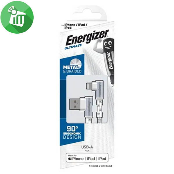 Energizer Ultimate USB-A to 90 Degree Lightning Cable (2M)