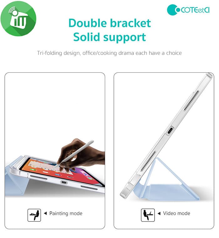 COTEetCI Tri-Fold Pen Slot Side Sticker Protective Case iPad Mini 4/5