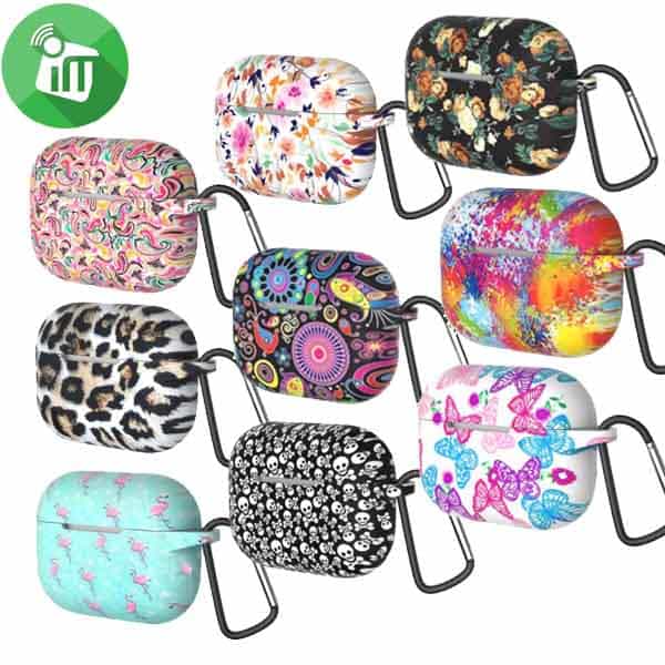 Colored Drawing Silicone Cover For Airpods Pro with Keychain