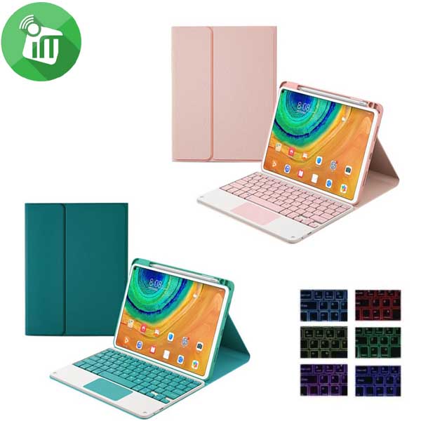 M7108T Smart Bluetooth Keyboard Leather Case With Touchpad and Light For Huawei MatePad Pro