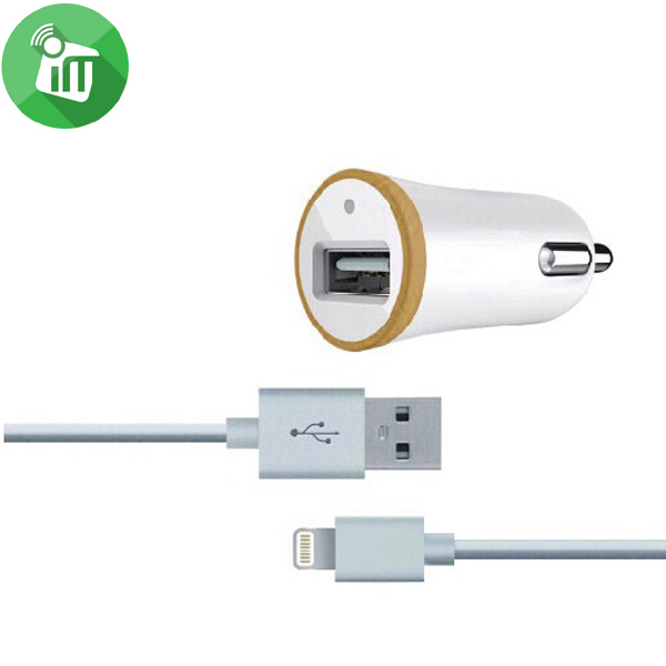 budi M8J078 USB Car Charger With Lightning Cable 1.2M