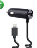 budi M8J186 USB Car Charger With Coiled Lightning Cable 1.8M