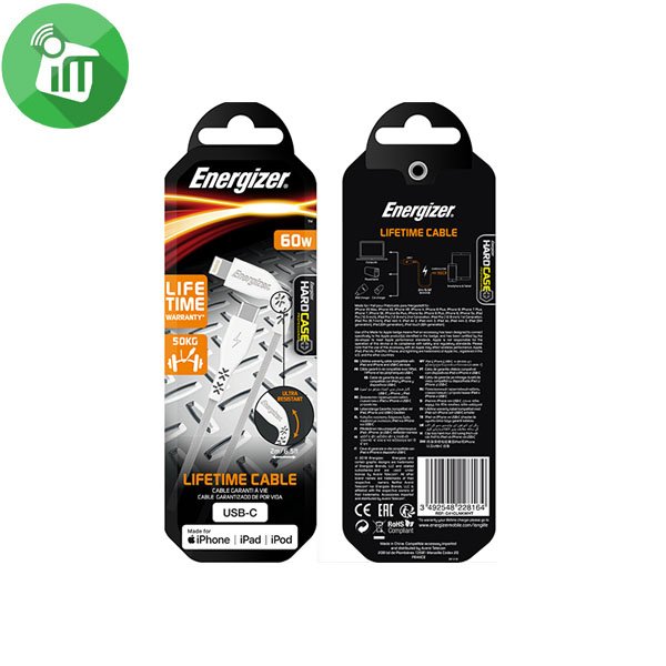 Energizer Hardcase USB-C To Lightning Charge/Sync Cable (2M)