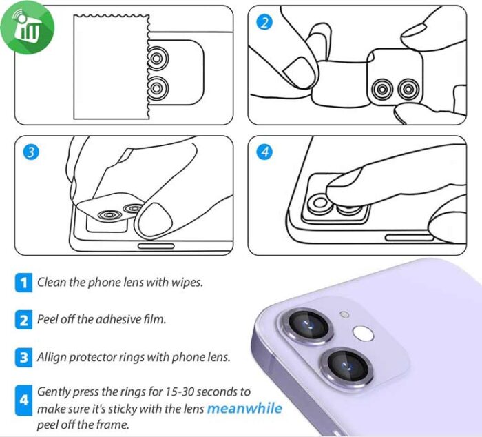 AMERA PROTECTION All-around lens protection, with premium surface finish for ultimate defense against day-to-day scrapes and scratches.1 HIGH IMPACT RESISTANCE Made from durable aluminum alloy material to prevent damage, shatter and other heavy impacts. SCREEN PROTECTOR Precise cutouts (holes) for the lens to ensure there is no interference when taking photos or recording videos. STRONG GRIP 3M Adhesive sticker for extra hold. Prior to installation, clean around the lens for strong support. Leaves no residue upon removal Features : It is Ultra Thin and light, you can take easily Easy to install-just stick the Protector Ring on camera lens Will not ruin the original look of our phone Protected in style with this camera lens protector ring, keep it safe and new No Dead Angle Full Protection, Specialized to perfect fit and no cutting required