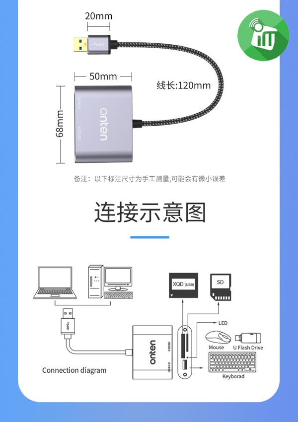 Onten 5512 XQD / SD USB 3.0 Card Reader