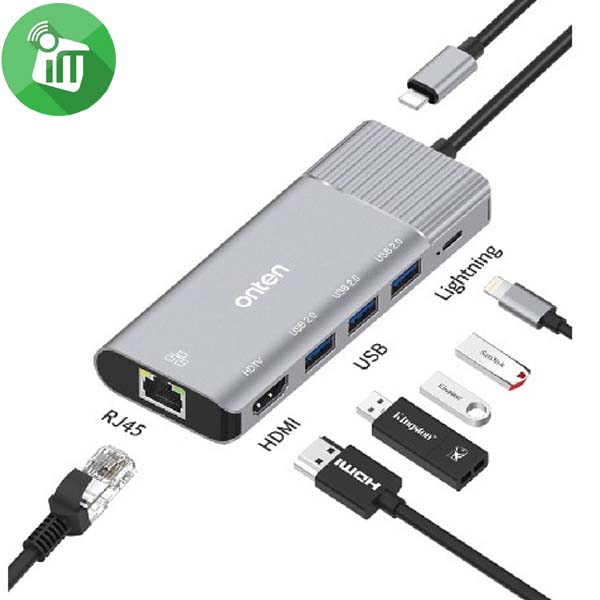 Onten 79591 6 IN 1 Lightning Multi-function Docking Station