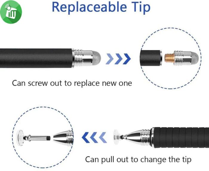 Universal Capacitive Stylus Pen 2in1 Disc Tips Touch Screen
