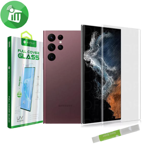 BESTSUIT UV Nano Full Glue Adhesive Tempered Full Cover Glass Screen Protector for Samsung Galaxy S22 Ultra