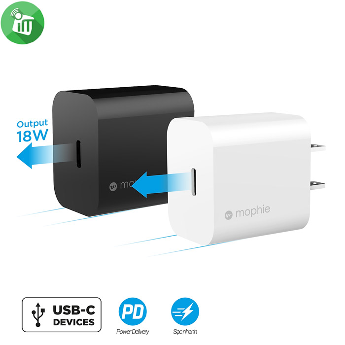 Mophie 18W USB-C PD Fast Wall Charger