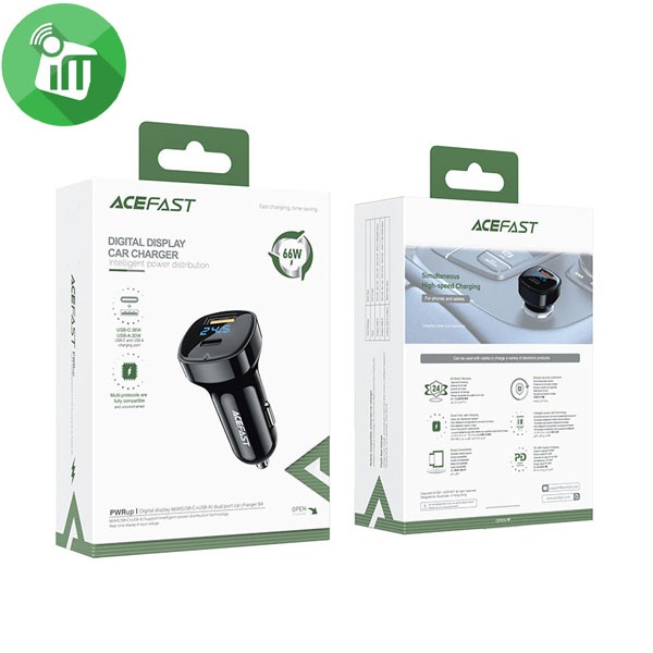 ACEFAST B4 66W Dual Port Car Charger with Digital Display