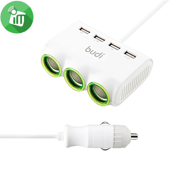 Budi M8J650 4 USB Port with 3 Port Car Charger