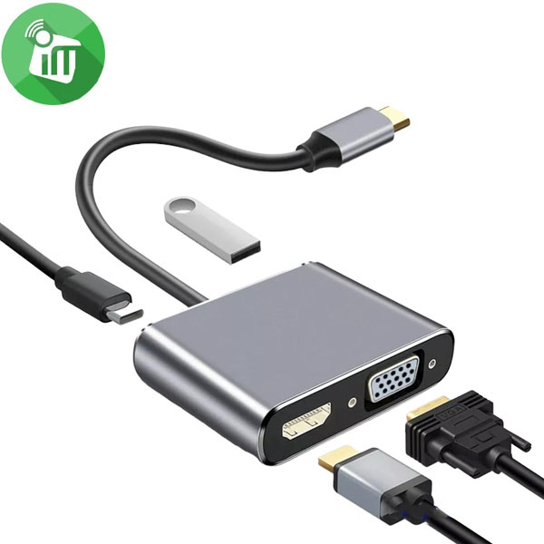 COTEetCI 83013 USB-C 4 in 1 Multiport HUB