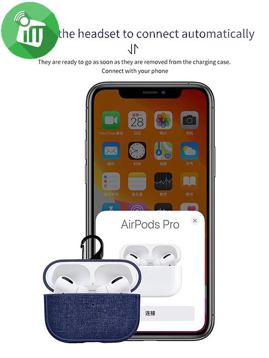 COTEetCI AP32 Oxford Case With Hook For AirPods Pro